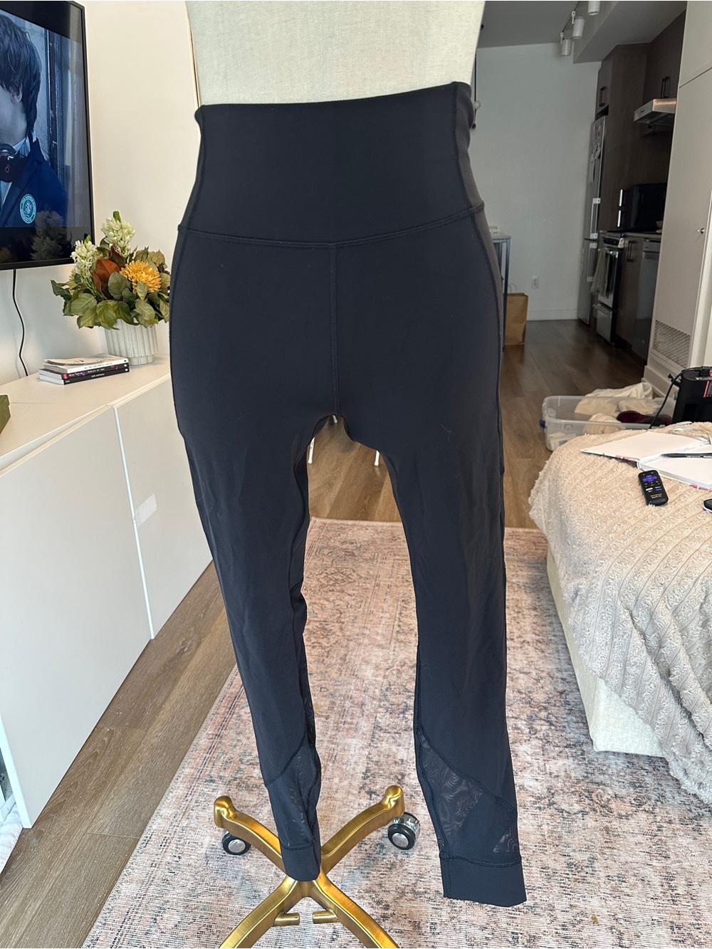 lululemon athletica Black High-Rise Mesh-Panel Leggings